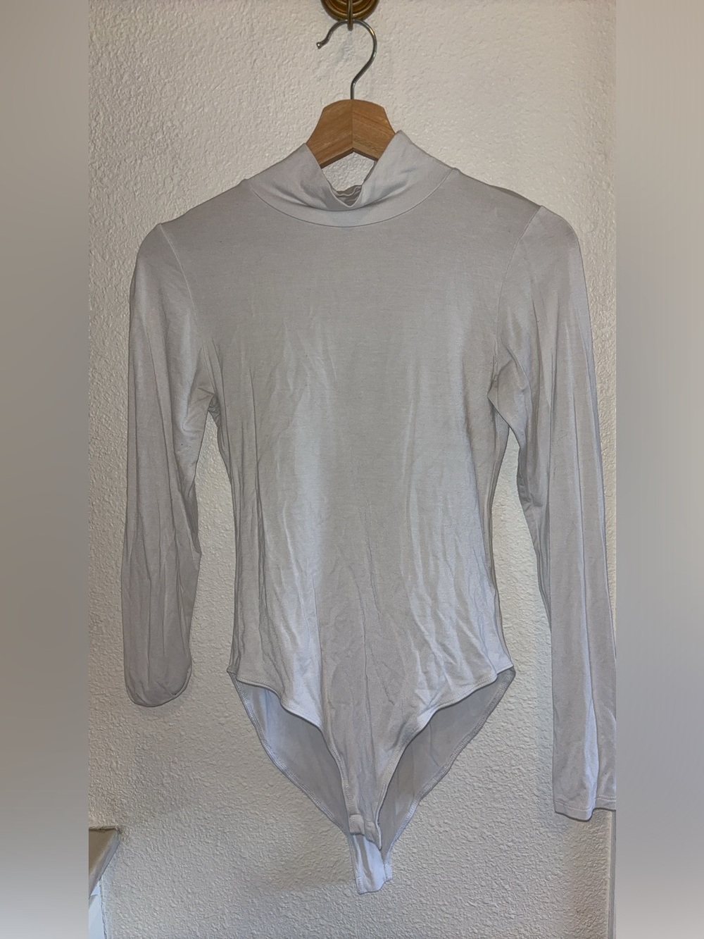 Women's White Long-Sleeve Mock Neck Bodysuit